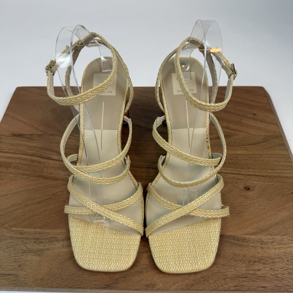 New Womens Dolce Vita Jenko Heel‎ Raffia Ankle Strap Heel Sandals Size 11